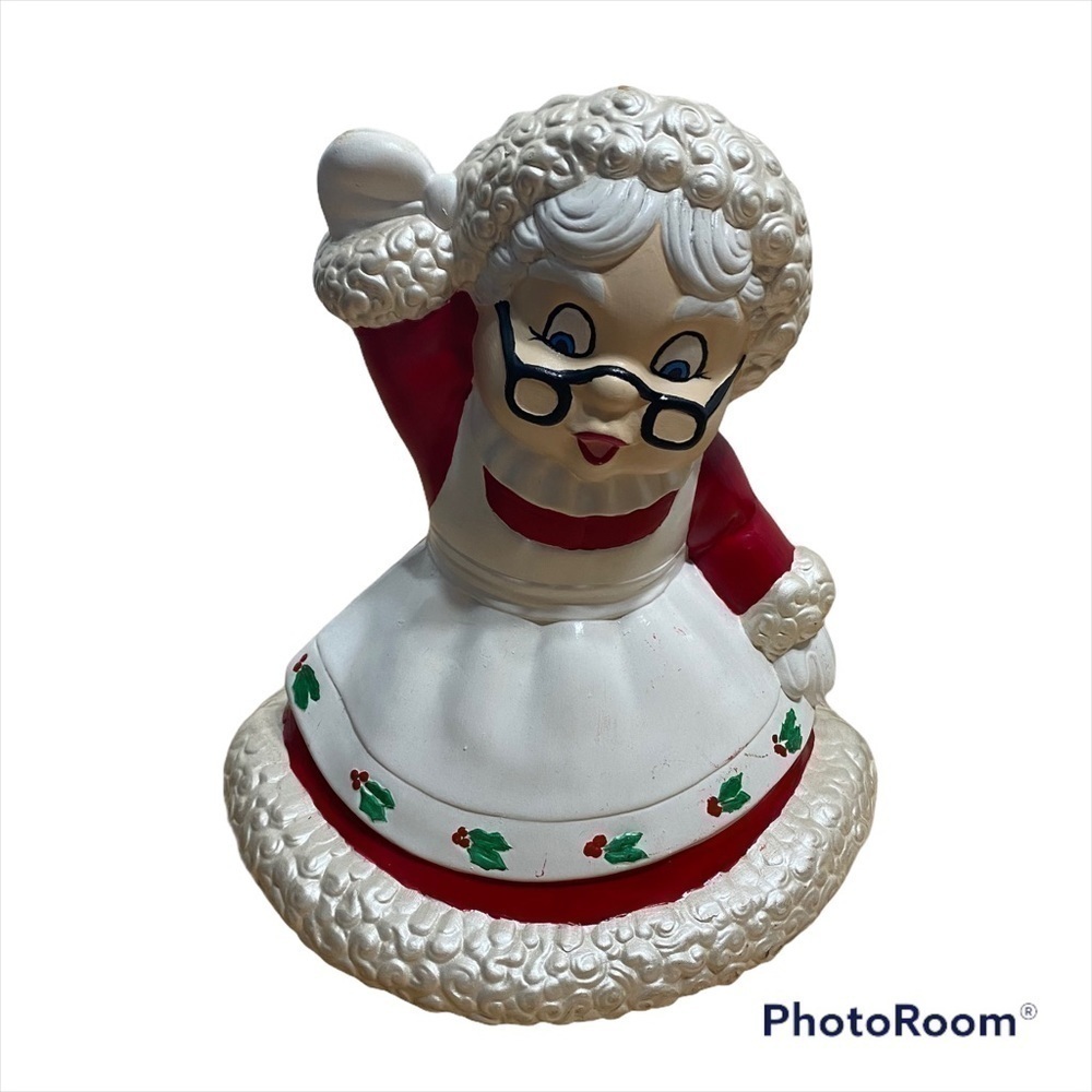 Vintage Mrs. Clause Ceramic Blow Mold Decoration Christmas Red White